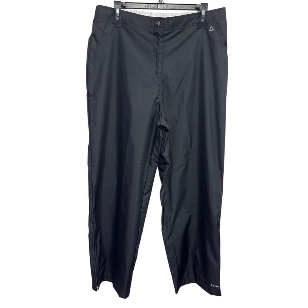 Black Lightweight Golf Pants Men's L Izod Travel Casual Ankle Zip Performance